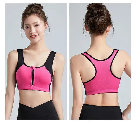 Shockproof Front Zipper Sports Bra