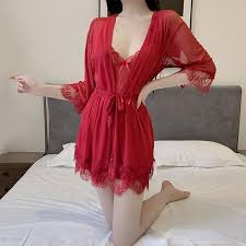 3-Piece Silky Nighty Set – Soft Fabric & Tie-Up Front