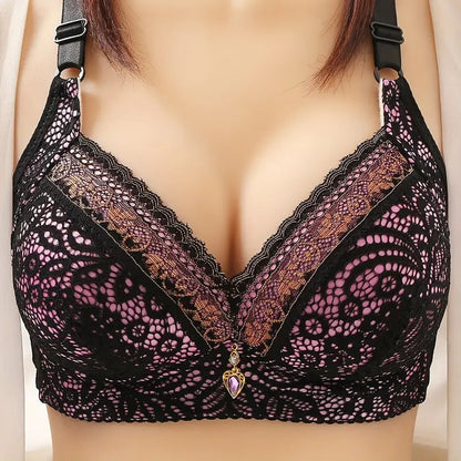 Elegant Women's Lace Bralette - Ultra-Thin, Deep V-Neck,