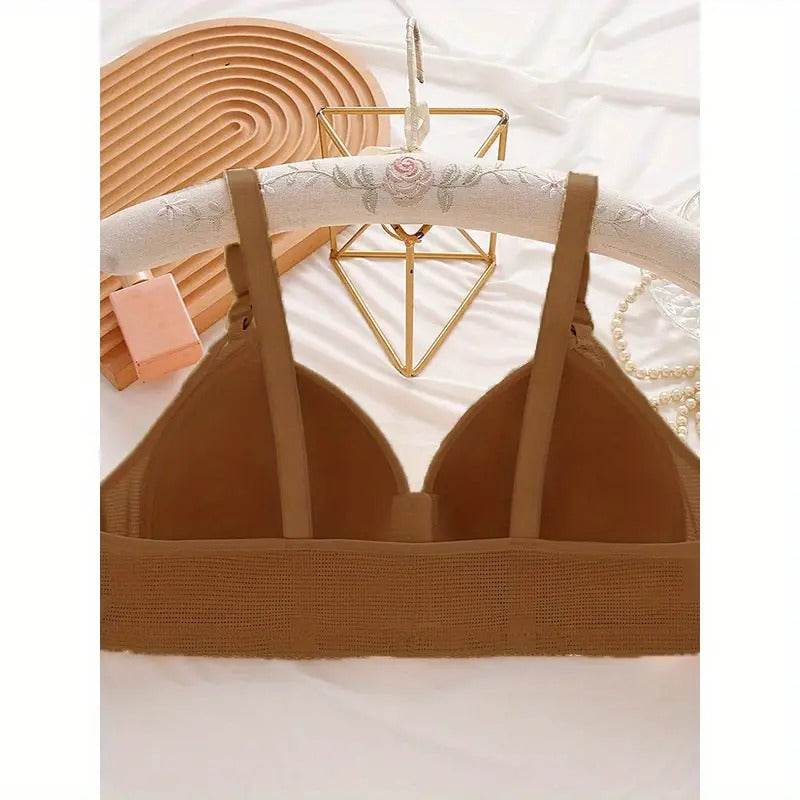 Front button gathering seamless underwire bra