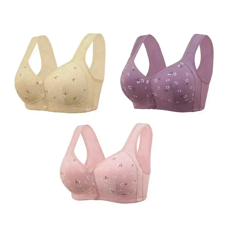 (Pack of 3) New Anti Sagging Front Open Cooling Cotton Bra